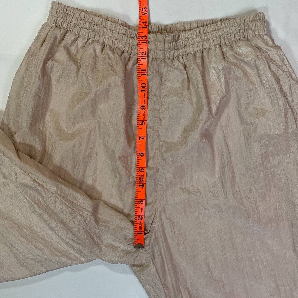 Vintage 90s Lavon Track Pants Shimmer Metallic Gold Tan Nylon Size L - Picture 9 of 14